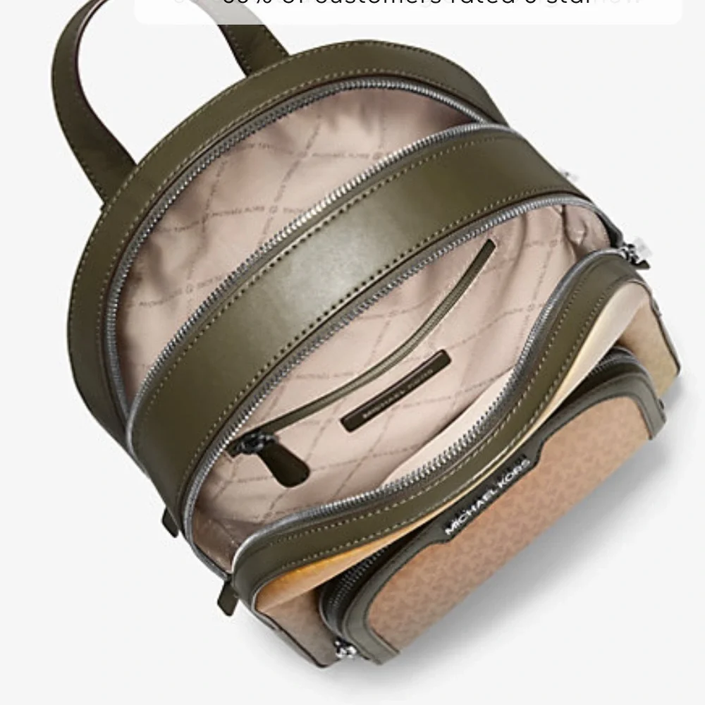 MICHAEL KORS Jaycee Medium Ombré Signature Logo Backpack Olive Combo NWT
